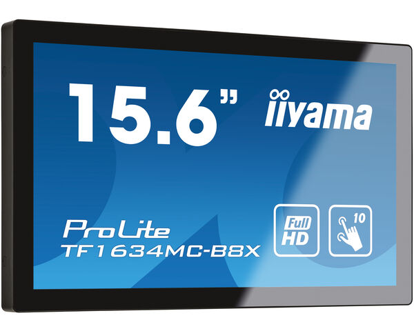 ProLite TF1634MC-B8X - 15,6'' monitor Open Frame Full HD w technologii pojemnościowej z 10 punktami dotykowymi, panelem IPS i funkcją touch-through-glass