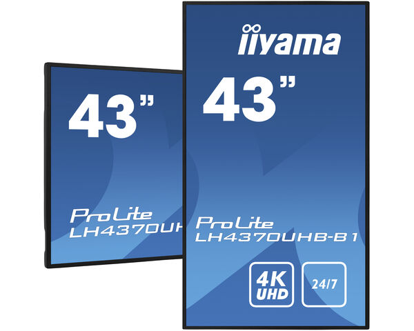 ProLite LH4370UHB-B1 - Ein 43“ (108 cm)  professionelles Digital Signage Display mit 4K-UHD-Auflösung, 24/7 Betriebszeit und einer Helligkeitsleistung von 700cd/m² 